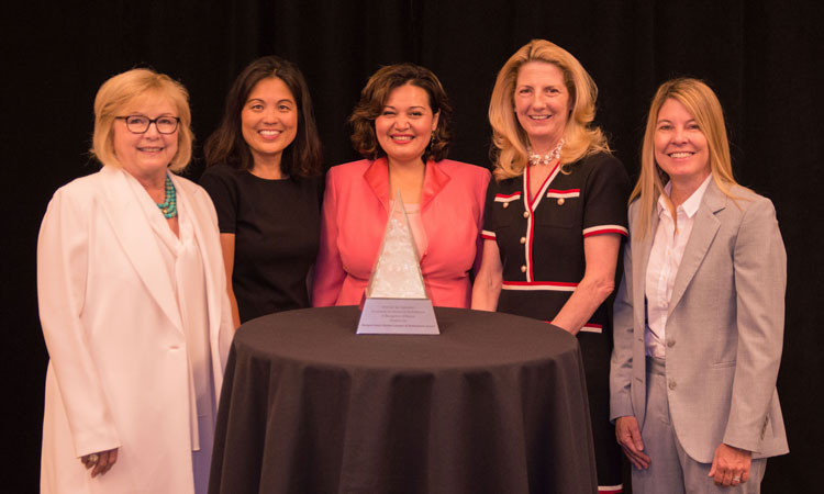 The 2019 Margaret Brent Award recipients were Judge Judith McConnell (from left), Julie A. Su, Raquel Aldana, Michelle Banks and Kelly M. Dermody. Photo by Mitch Higgins.