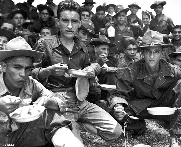 Soldiers of the 65th Infantry training in Salinas, Puerto Rico. August 1941 United States Army.