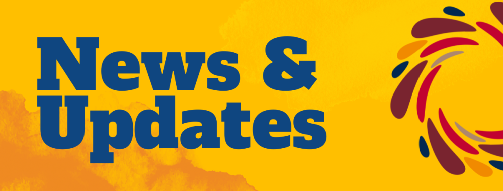 yellow background with the words "DEI News & Updates", the DEI logo wreath and the UCDavis logo