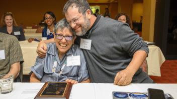 Dr. Jonathan Eisen and his mother share a special moment