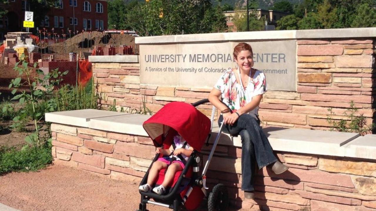UC Davis assistant professor Rebecca Calisi Rodriguez with her daughter in Colorado during an annual conference of the Animal Behavior Society. (Photo courtesy Rebecca Calisi Rodriguez) Dr. Rebecca Calisi Rodriguez
