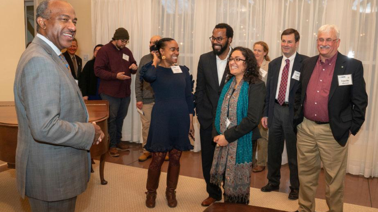 Gary S. May greets his guests at a Feb. 27 reception around the presentation of the Chancellor’s Achievement Awards for Diversity and Community. (Karin Higgins/UC Davis) Gary S. May greets his guests at a Feb. 27 reception around the presentation of the Chancellor’s Achievement Awards for Diversity and Community. (Karin Higgins/UC Davis)