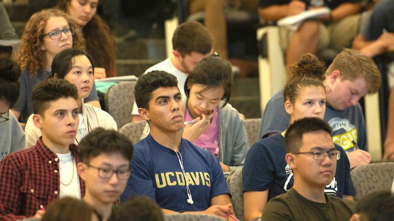 Students concentrate in a chemistry lecture at UC Davis last fall. (Gregory Urquiaga/UC Davis)