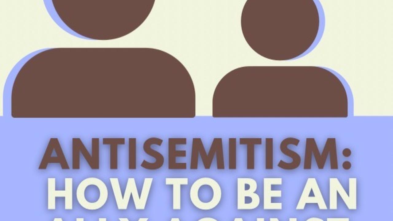 2 generic people with the words "Antisemitism: How to be an ally against hate."