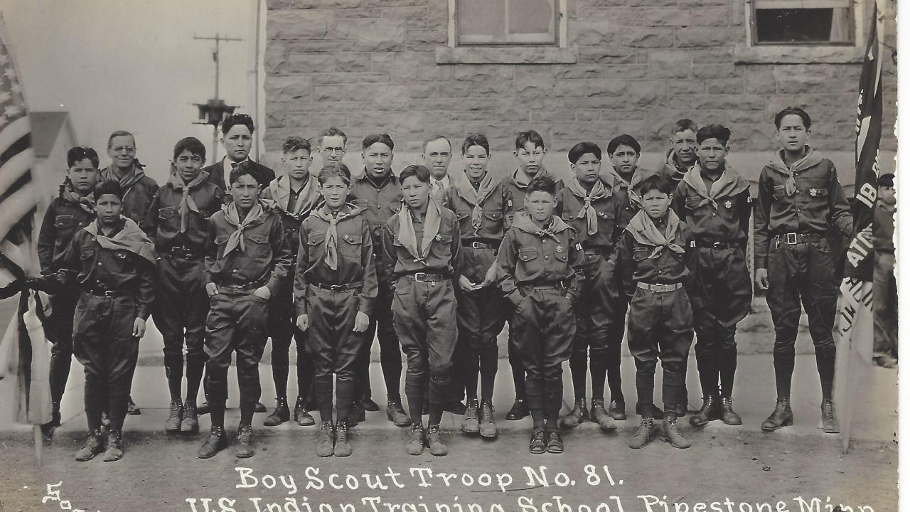 Boy Scout Troop No. 81 U.S. Indian Training School, Pipestone, Minnesota, no date