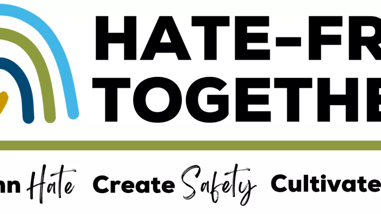 Hate-Free Together logo. Condemn hate. Create safety. Cultivate change