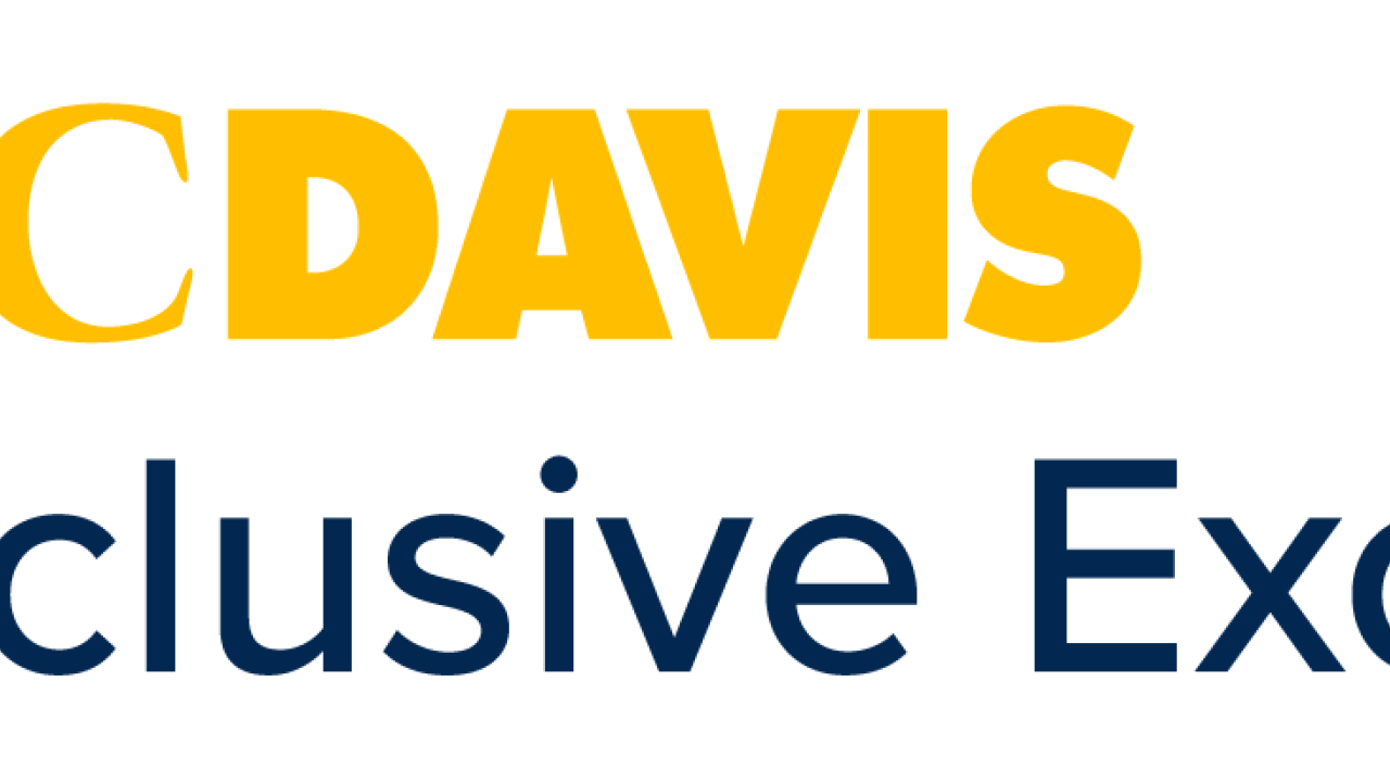 UC Davis Inclusive Excellence logo with colorful circular emblem.