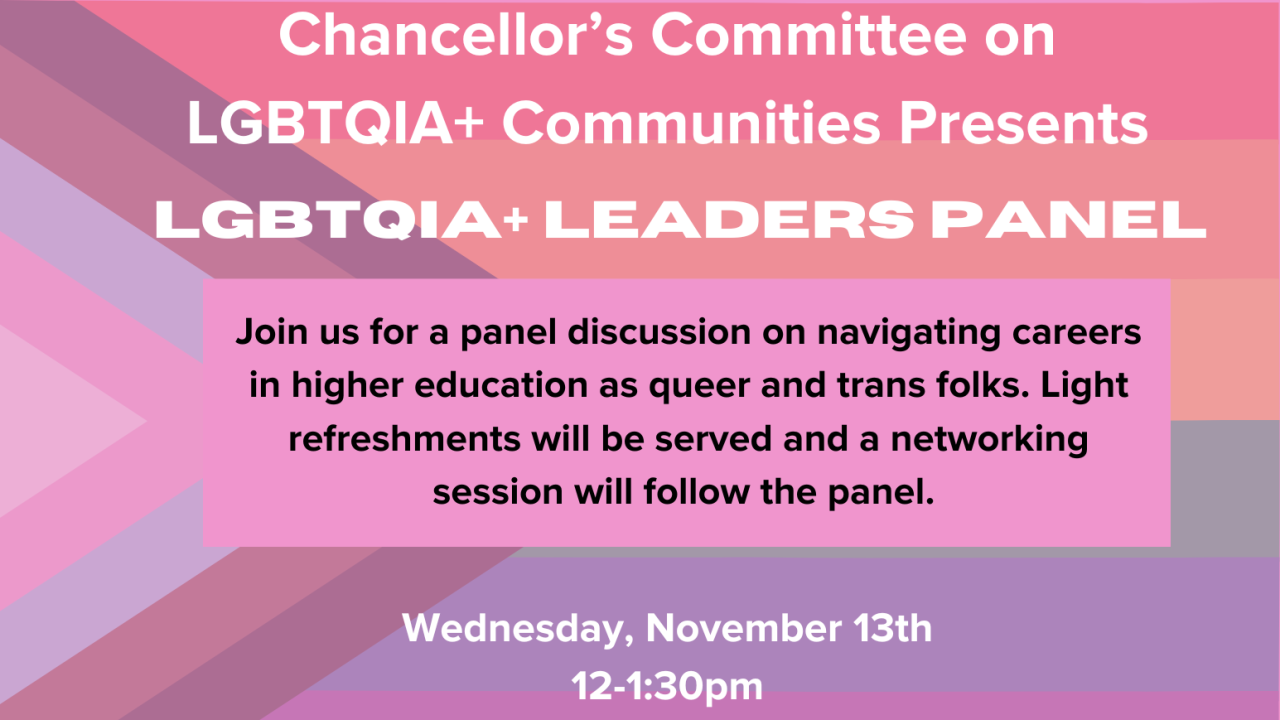 Chancellor's Committee on LGBTQIA+ Communities Presents: LGBTQIA+ Leaders Panel