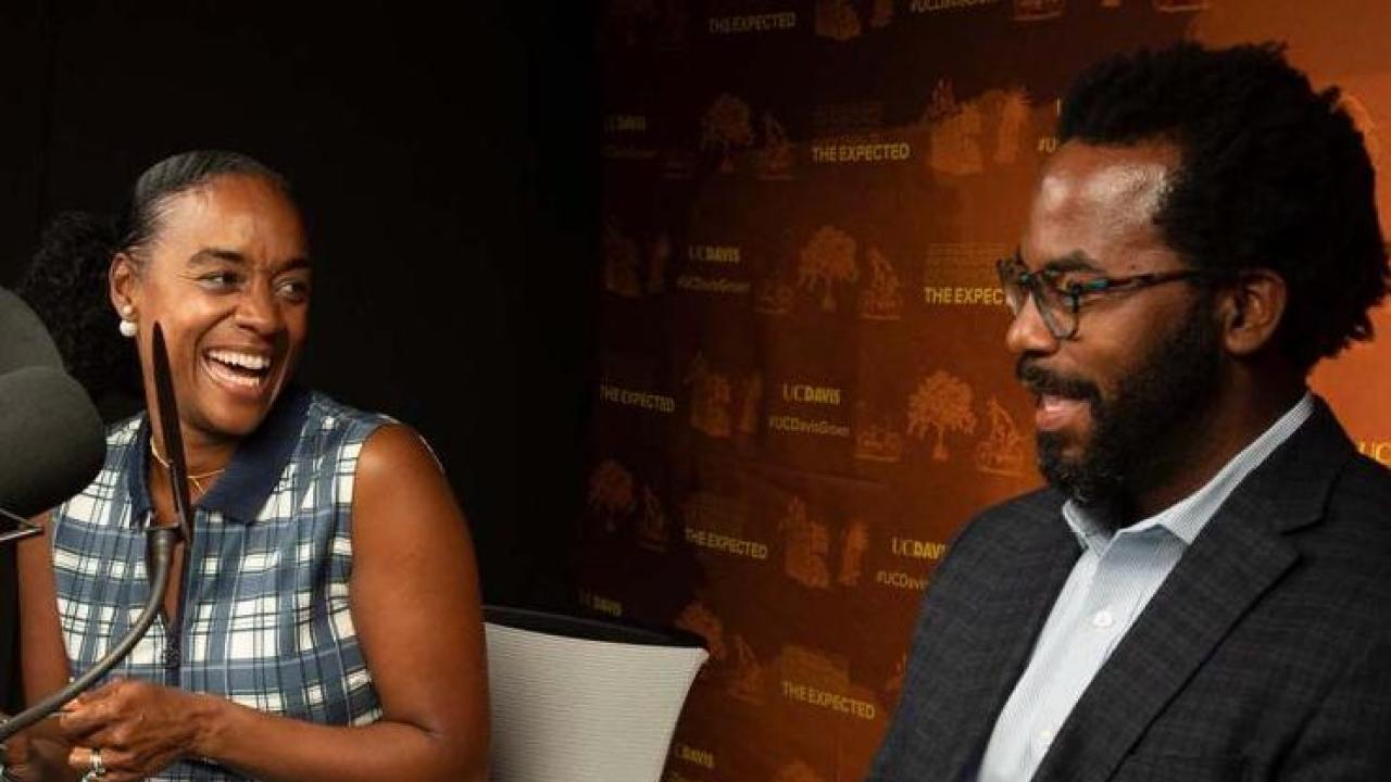 maisha and tory Winn in podcast studio