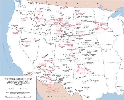 Some posts, tribes, and battles of the Indian Wars, 1860-1890.