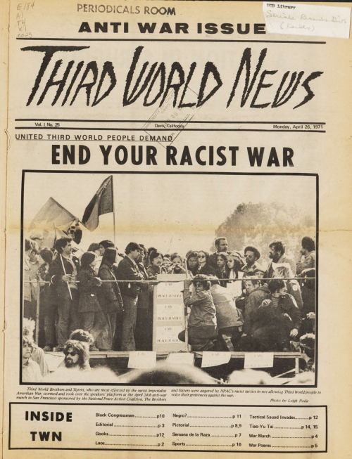 Third World News, end your racist war issue front cover