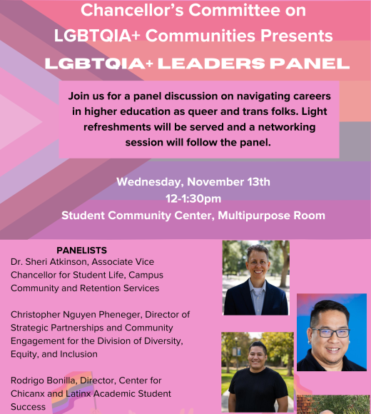 Chancellor's Committee on LGBTQIA+ Communities Presents: LGBTQIA+ Leaders Panel