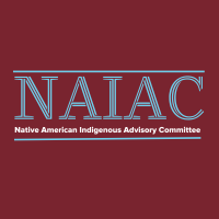 On a merlot background, the logo of NAIAC, the Native American Indigenous Advisory Committee