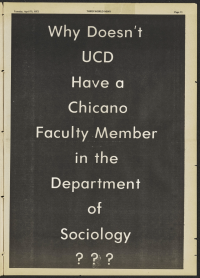 Why Doesn't UCD Have a Chicano Faculty Member in the Department of Sociology ???