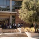 UC Davis School of Law students gather on the front steps of King Hall on August 26, 2024.