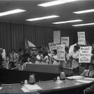 "Bring back Sal Castro," Protestors demand that the LAUSD board of education reinstate teacher Sal Castro, who assisted the student demonstrators. La Raza Photograph Collection. UCLA Newsroom.