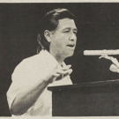 Picture of Cesar Chavez speaking at UC Davis in 1973