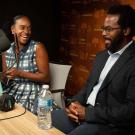 maisha and tory Winn in podcast studio